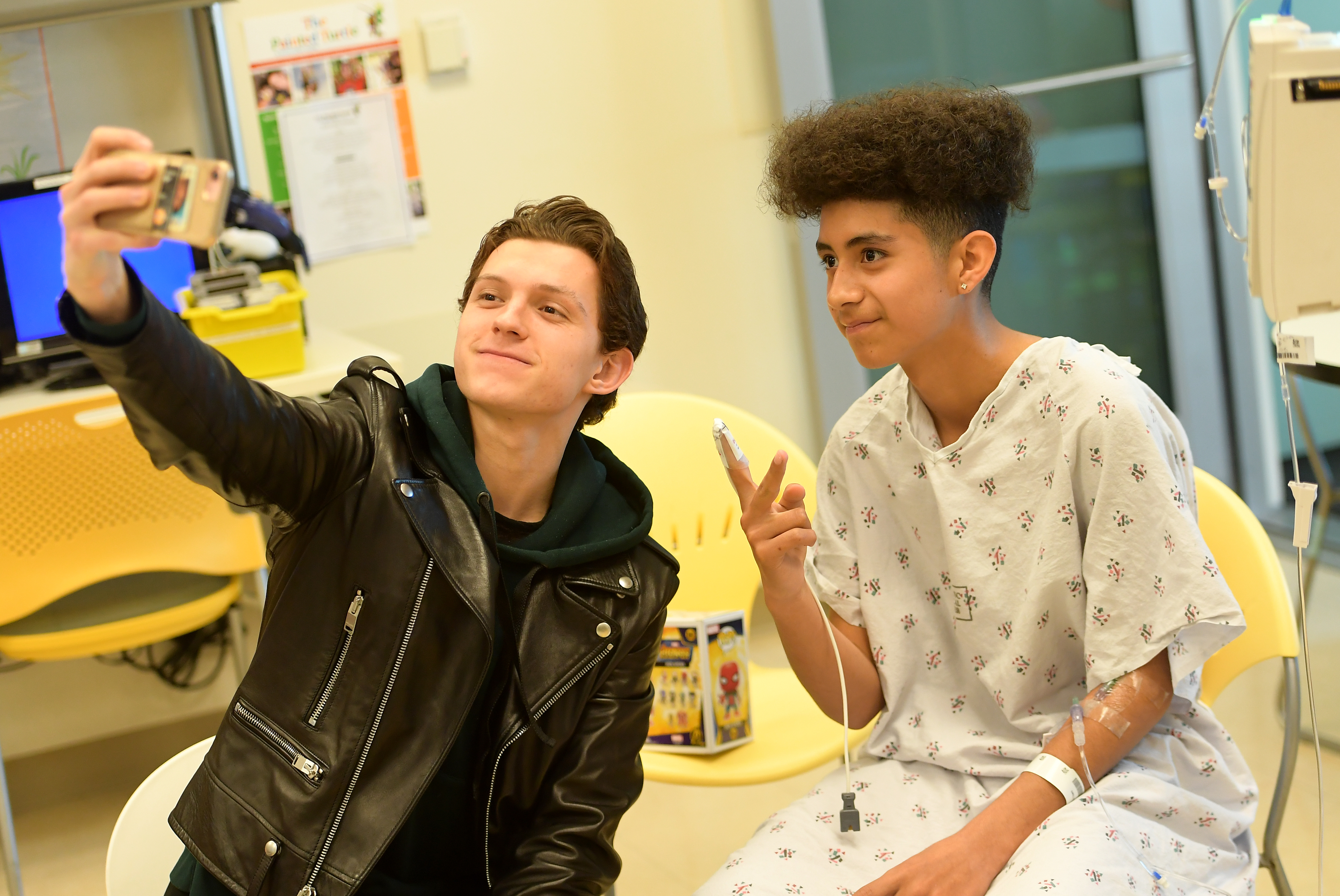 Tom Holland visits LAC+USC to support Marvel: The Universe Unites, a week-long charity campaign to help support children's charities